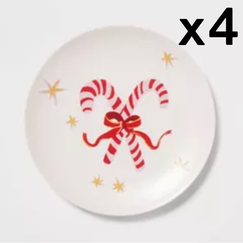 Threshold Candy Cane Appetizer Plates - Set of 4